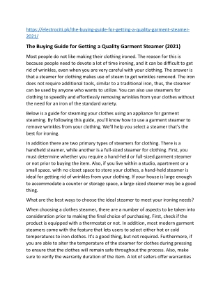 The Buying Guide for Getting a Quality Garment Steamer (2021)
