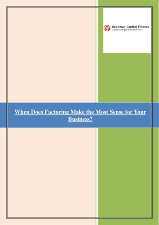 When Does Factoring Make the Most Sense for Your Business