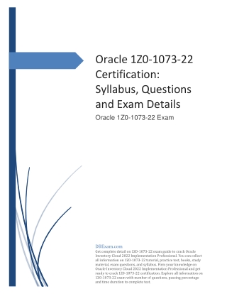 Oracle 1Z0-1073-22 Certification: Syllabus, Questions and Exam Details