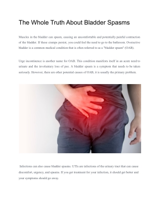 The Whole Truth About Bladder Spasms