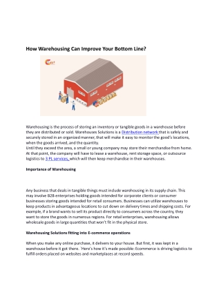 How Warehousing Can Improve Your Bottom Line?