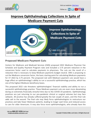 Improve Ophthalmology Collections In Spite of Medicare Payment Cuts