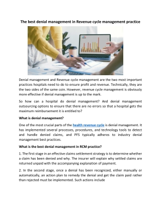 The best denial management in Revenue cycle management practice