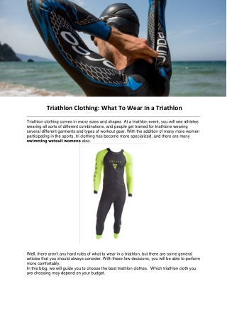 Triathlon Clothing What To Wear In a Triathlon