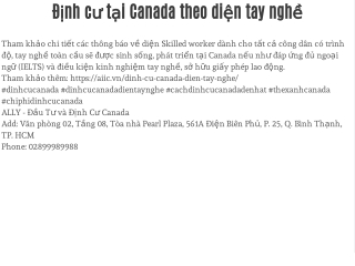 Định cư tại Canada theo diện tay nghề