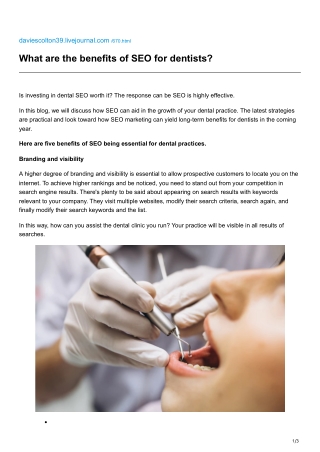 What are the benefits of SEO for dentists