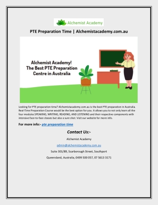 PTE Preparation Time | Alchemistacademy.com.au