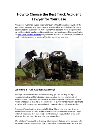 How to Choose the Best Truck Accident Lawyer for Your Case
