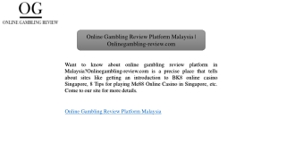 Online Gambling Review Platform Malaysia | Onlinegambling-review.com