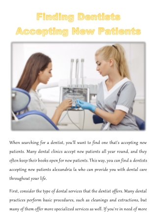 Finding Dentists Accepting New Patients