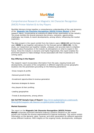 Global Magnetic Ink Character Recognition (MICR) Printer Market Research Report: