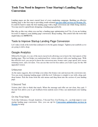 Tools You Need to Improve Your Startup's Landing Page Conversion