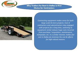 Why Trailers for Rent in Dallas Is First Choice for Contractors