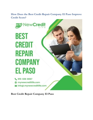 How Does the Best Credit Repair Company El Paso Improve Credit Score