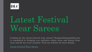 Latest Festival Wear Sarees | Designerlehengacholi.com