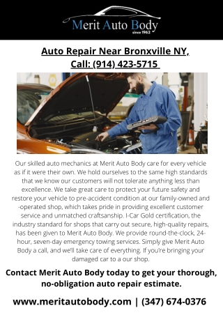 Auto Repair Near Bronxville NY, Call (914) 423-5715