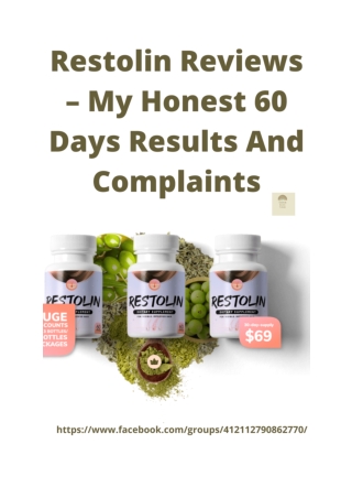 Restolin Reviews – My Honest 60 Days Results And Complaints