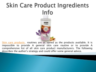 Skin Care Product Ingredients Info
