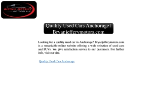 Quality Used Cars Anchorage | Bryanjefferymotors.com