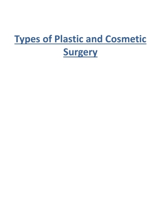 Types of Plastic and Cosmetic Surgery