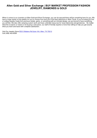 Allen Gold and Silver Exchange | GET SELL TRADE JEWELRY, DIAMONDS & GOLD