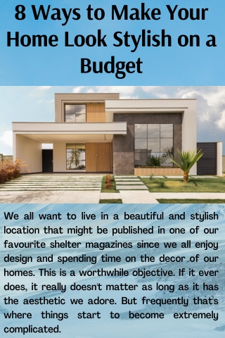8 Ways to Make Your Home Look Stylish on a Budget Mohit Bansal Chandigarh