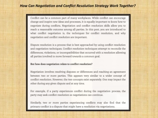 How Can Negotiation and Conflict Resolution Strategy Work Together
