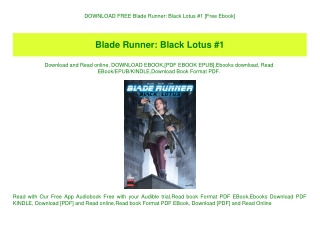 DOWNLOAD FREE Blade Runner Black Lotus #1 [Free Ebook]