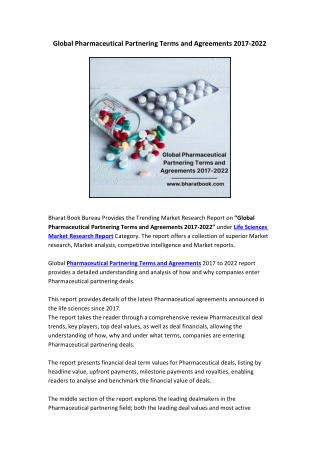 Global Pharmaceutical Partnering Terms and Agreements 2017-2022