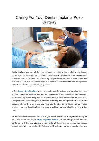 Caring For Your Dental Implants Post-Surgery