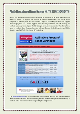 Ability One Authorized Federal Program SAITECH INCORPORATED