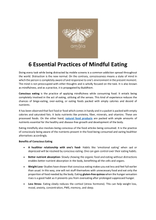 6 Essential Practices of Mindful Eating