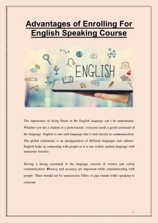 Advantages of Enrolling For English Speaking Course
