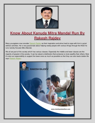 Know About Kanuda Mitra Mandal Run By Rakesh Rajdev