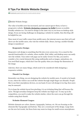 8 Tips For Mobile Website Design