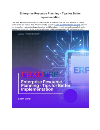 Enterprise Resource Planning - Tips for Better Implementation