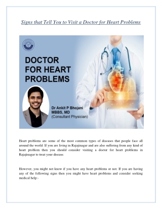 Signs that Tell You to Visit a Doctor for Heart Problems