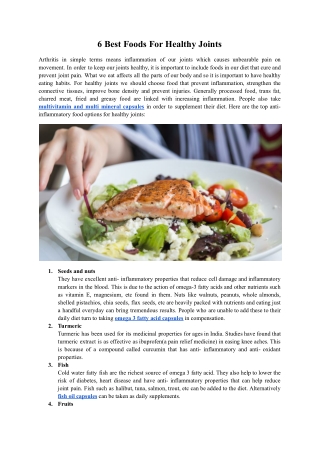 6 Best Foods For Healthy Joints