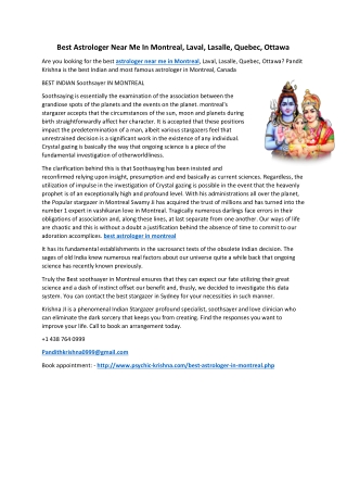 Best Astrologer Near Me In Montreal, Laval, Lasalle, Quebec, Ottawa