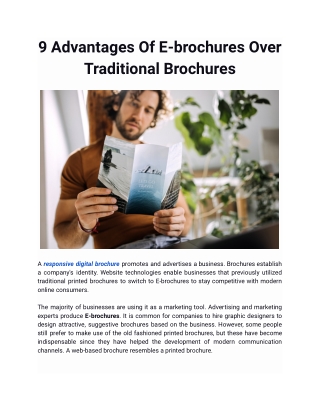 9 Advantages Of E-brochures Over Traditional Brochures