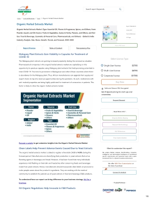 Organic Herbal Extracts Market | Global Industry Report, 2030