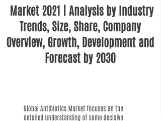 Antibiotics  Market 2021 | Analysis by Industry Trends, Size, Share, Company Overview, Growth, Development and Forecast