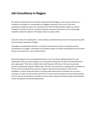 Job Consultancy in Nagpur