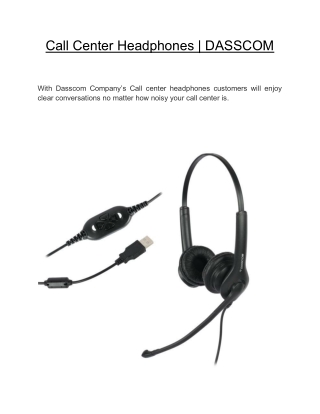 Call Center Headphones | DASSCOM