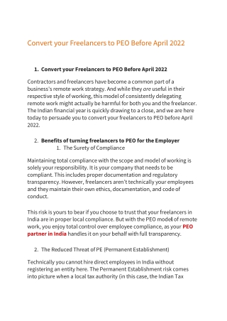 Convert your Freelancers to PEO Before April 2022