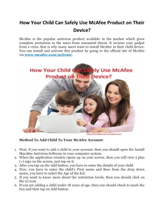 How Your Child Can Safely Use McAfee Product on Their Device?