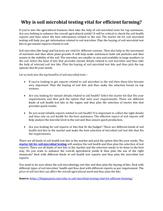 Why is soil microbial testing vital for efficient farming