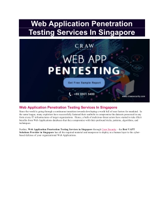 Web Application Penetration Testing Services In Singapore