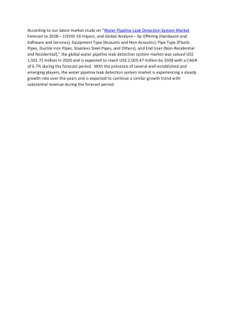 Water Pipeline Leak Detection System Market