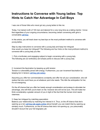 Instructions to Converse with Young ladies_ Top Hints to Catch Her Advantage In Call Boys